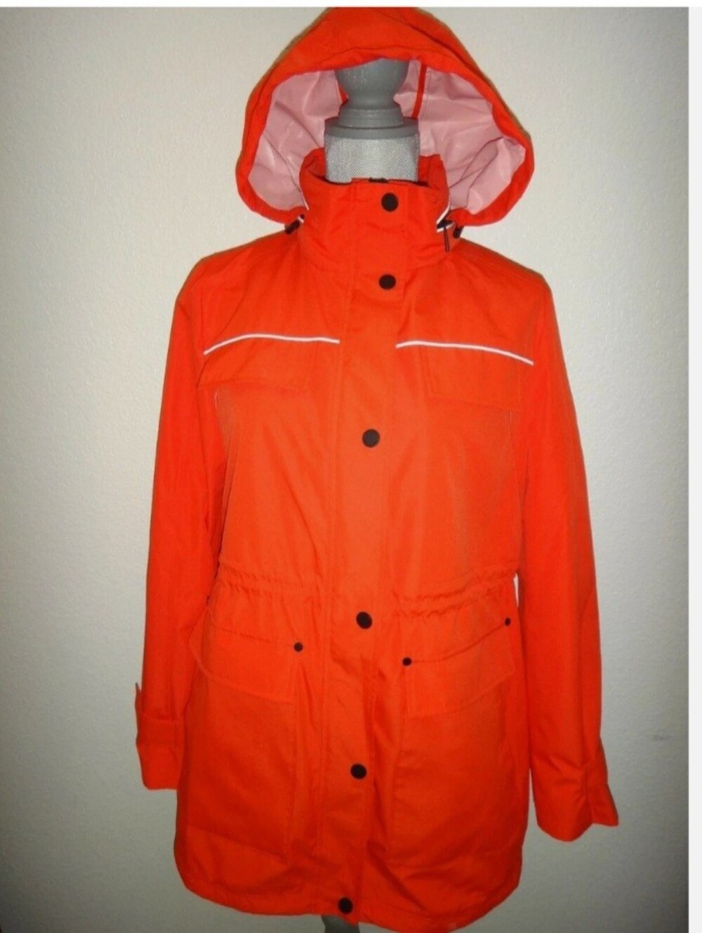 MICHAEL KORS Women's Trench Coat w/ Hood ORange el Polyester Black Logo. Small